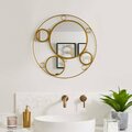 Uniquewise Decorative Round Frame Gold Metal Wall Mounted Modern Mirror with 4 Glass Mirror Balls QI004577